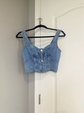 Blue Denim Corset Crop Top 055
